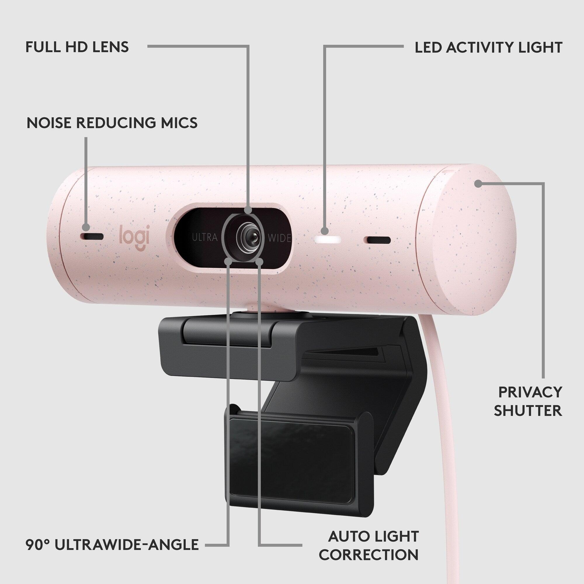 Logitech Brio 500 Full HD Webcam With HDR (Rose) - DataBlitz