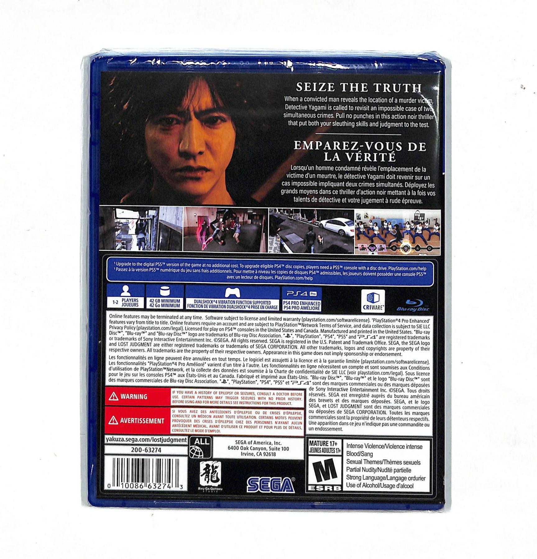 PS4 LOST JUDGMENT ALL (US) (ENG/FR) - DataBlitz
