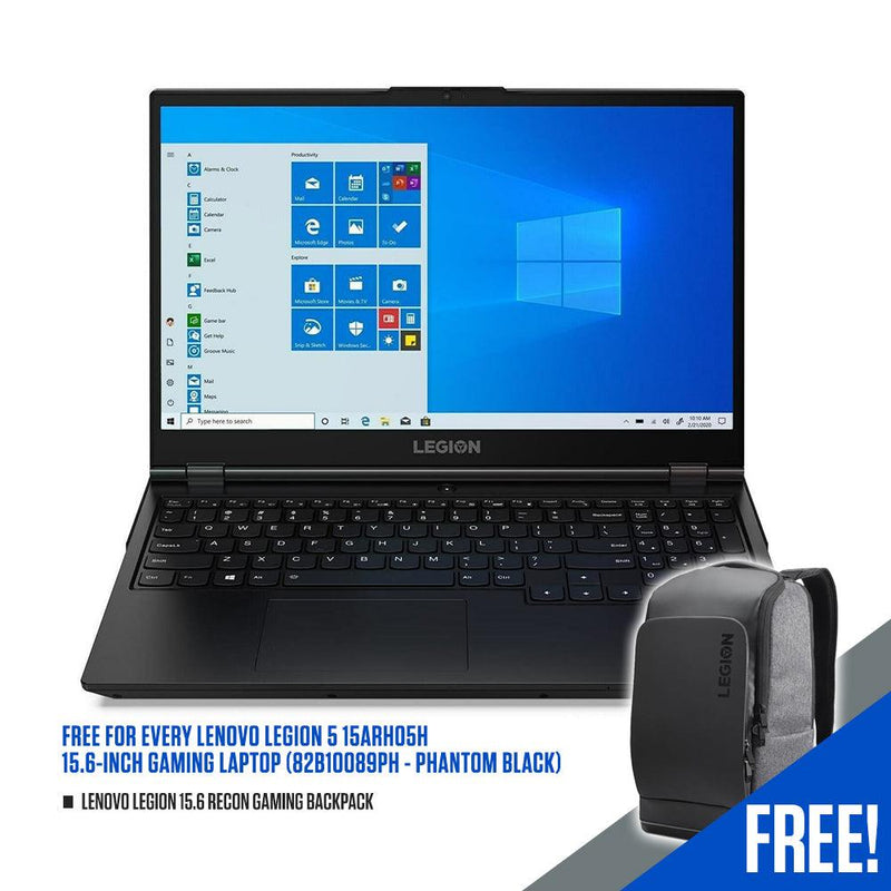LENOVO LEGION 5 15ARH05H 82B10089PH 15.6" GAMING LAPTOP (PHANTOM BLACK) + LENOVO LEGION 15.6 RECON GAMING BACKPACK - DataBlitz