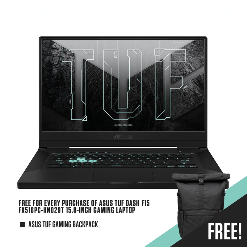 ASUS TUF DASH FX516PC-HN029T GAMING LAPTOP (GRAY) | 15.6" FHD | i5-11300H | 8GB DDR4 | 512GB SSD | RTX 3050 | WIN10 + TUF GAMING BAG - DataBlitz