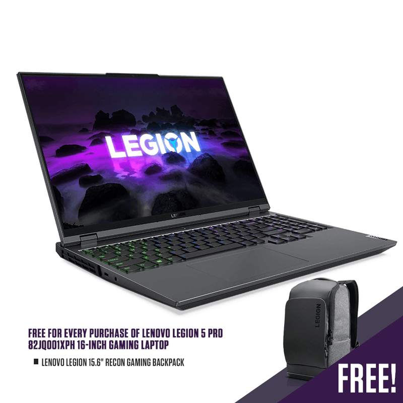 LENOVO LEGION 5 PRO 82JQ001XPH 16" GAMING LAPTOP + LENOVO LEGION 15.6" RECON GAMING BACKPACK - DataBlitz