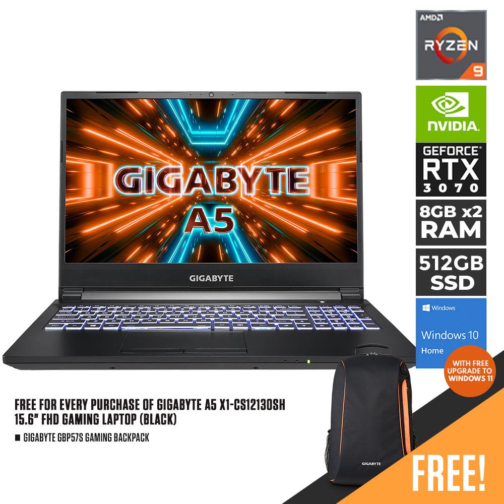 GIGABYTE A5 X1-CS12130SH GAMING LAPTOP | 15.6" FHD | RYZEN 9 5900HX | 16GB DDR4 | 512GB SSD | RTX 3070 | WIN10 + GIGABYTE GBP57S GAMING BACKPACK (BLACK) - DataBlitz