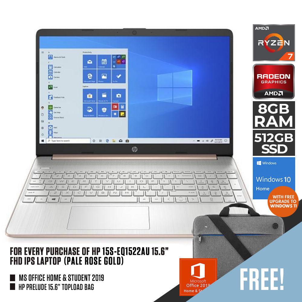 HP 15S-EQ1522AU LAPTOP (PALE ROSE GOLD) | 15.6" FHD | RYZEN 7 4700U | 8GB DDR4 | 512GB SSD | AMD RADEON | WIN10 + MS OFFICE HOME & STUDENT HP PRELUDE TOPLOAD BAG - DataBlitz