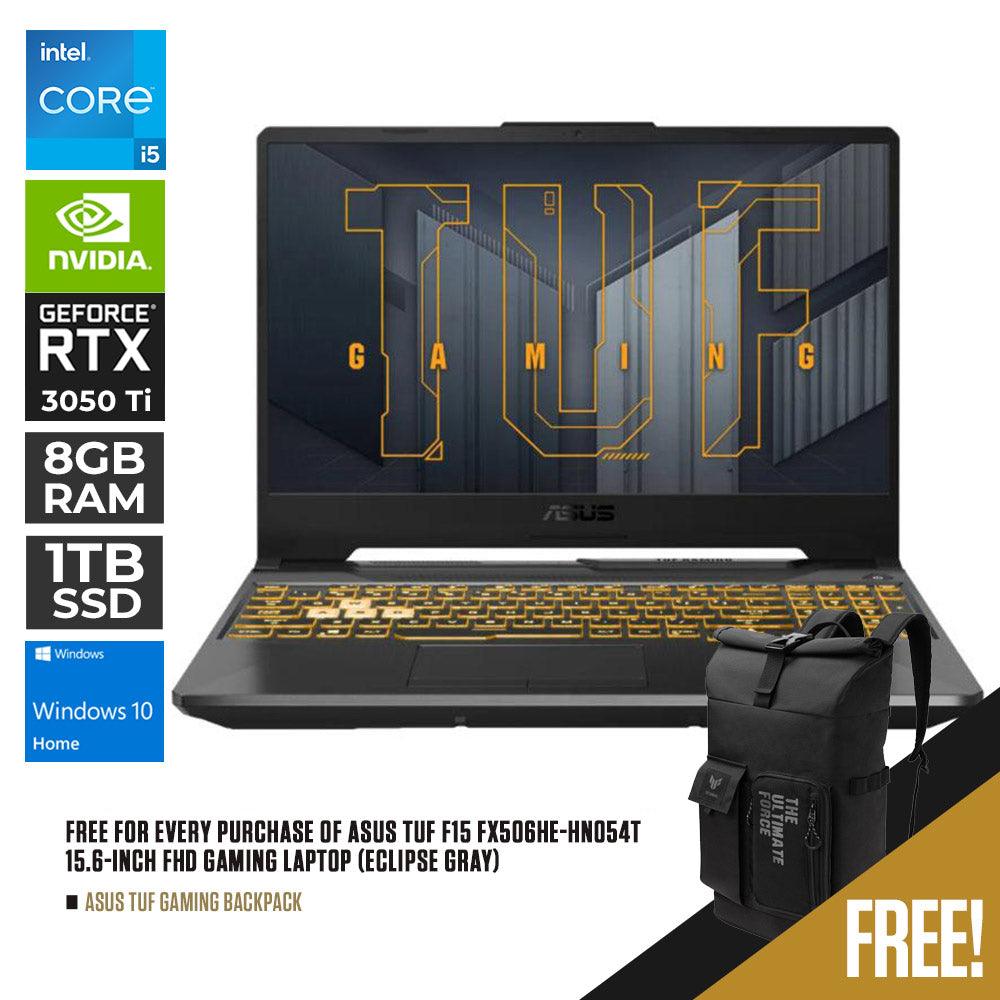 ASUS TUF F15 FX506HE-HN054T GAMING LAPTOP (ECLIPSE GRAY) | 15.6" FHD | i5-11400H | 8GB DDR4 | 1TB SSD | RTX 3050 TI | WIN10 + TUF GAMING BACKPACK - DataBlitz