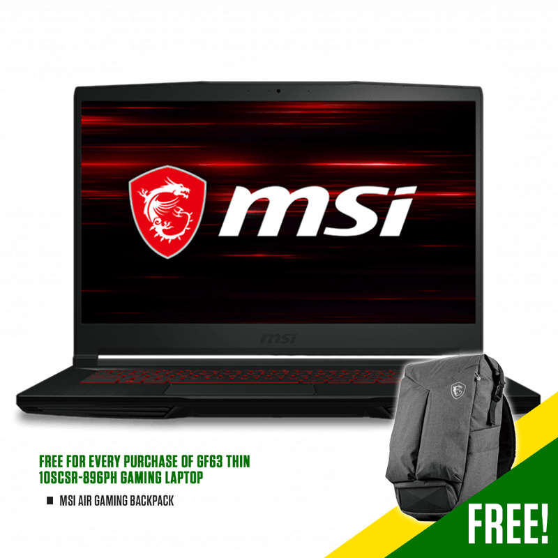 MSI GF63 THIN 10SCSR-896PH 15.6" GAMING LAPTOP + FREE MSI AIR GAMING BACKPACK - DataBlitz
