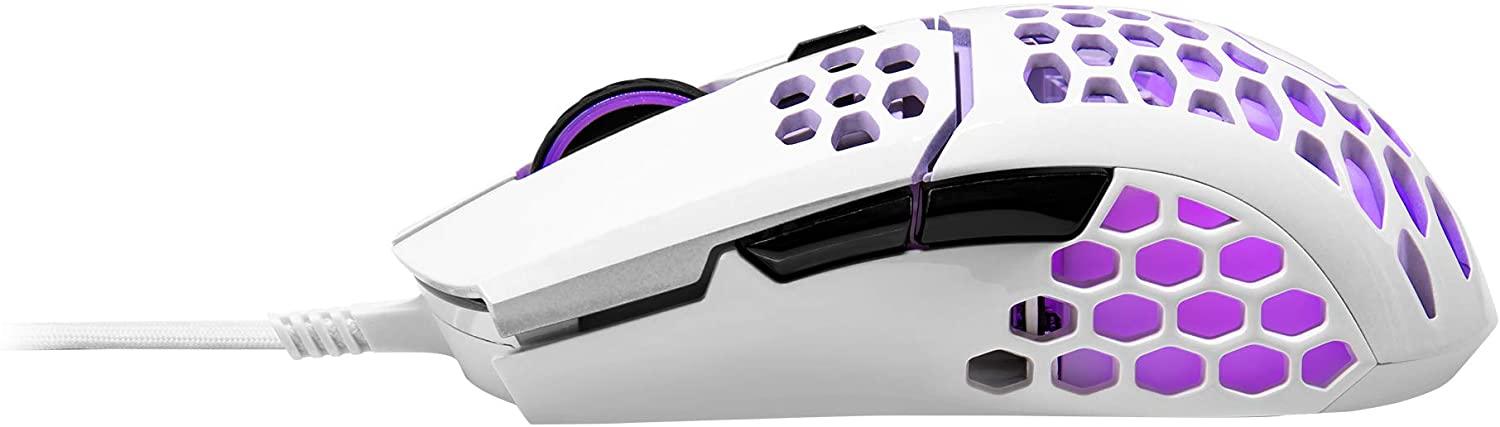 Cooler Master MM711 Gaming Mouse With Lightweight Honeycomb Shell, Ultraweave Cable & RGB Accents (Glossy White) - DataBlitz