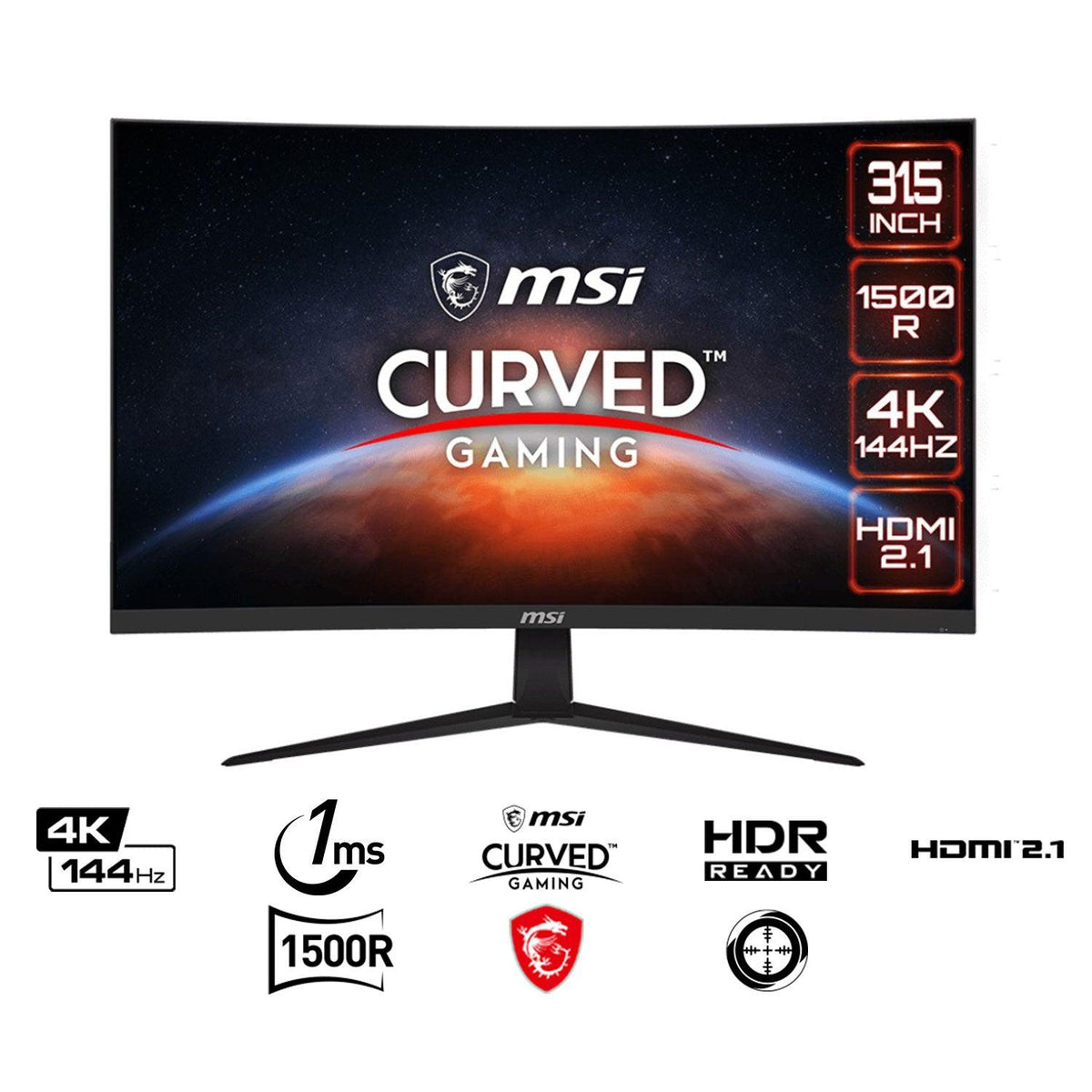 MSI G321CU 31.5-Inch 144HZ 4K UHD Curved Gaming Monitor
