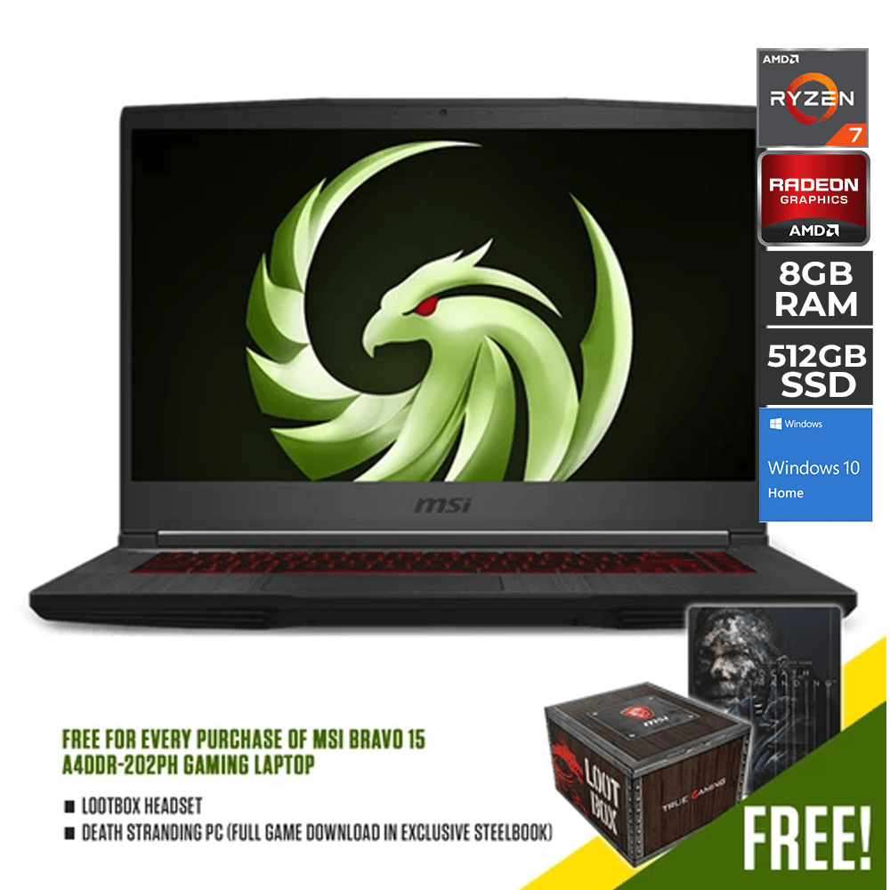 MSI BRAVO 15 A4DDR-202PH 15.6" GAMING LAPTOP + DEATH STRANDING (PC-DIGITAL) + LOOTBOX HEADSET - DataBlitz