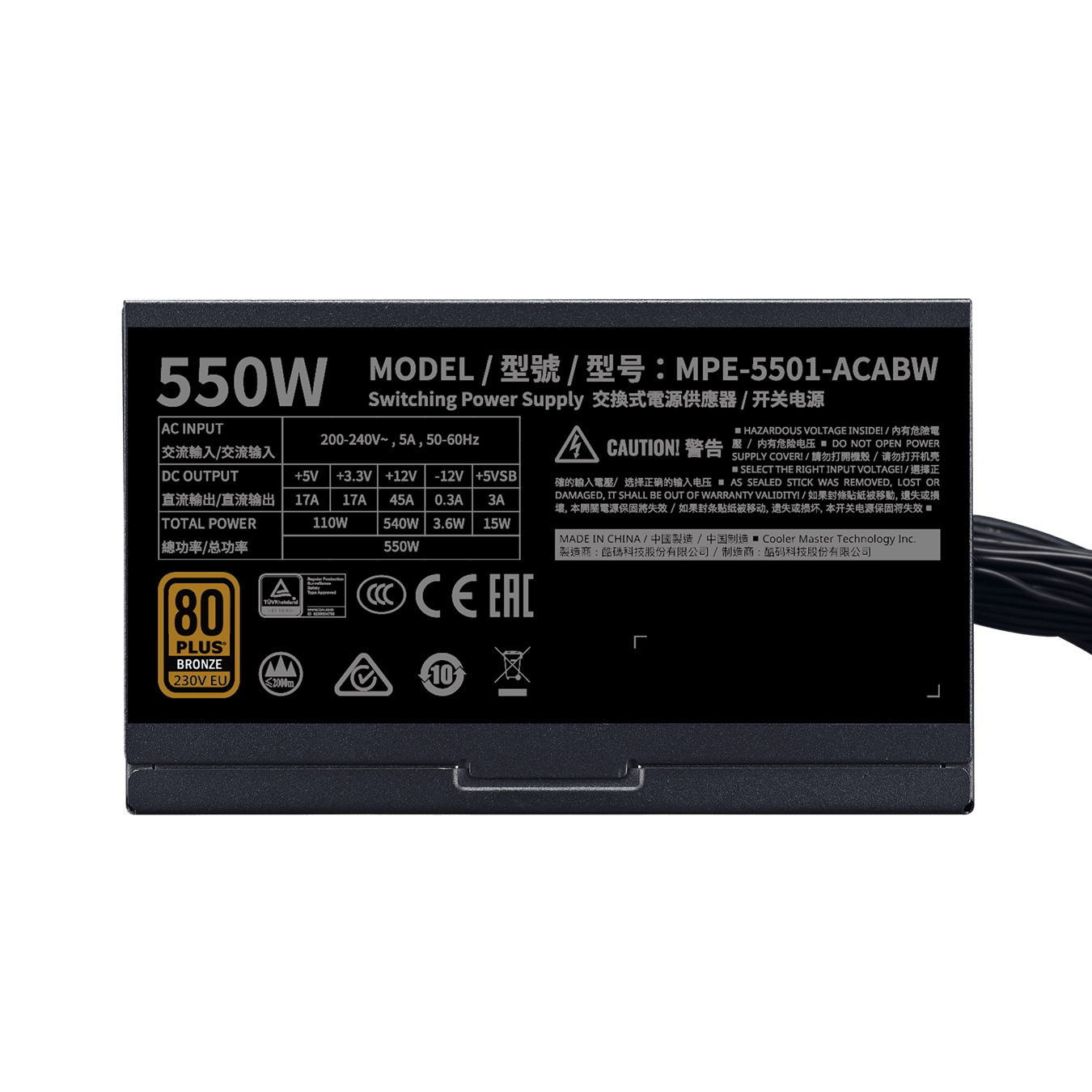 Cooler Master MWE 550W Bronze V2 230V Power Supply - DataBlitz