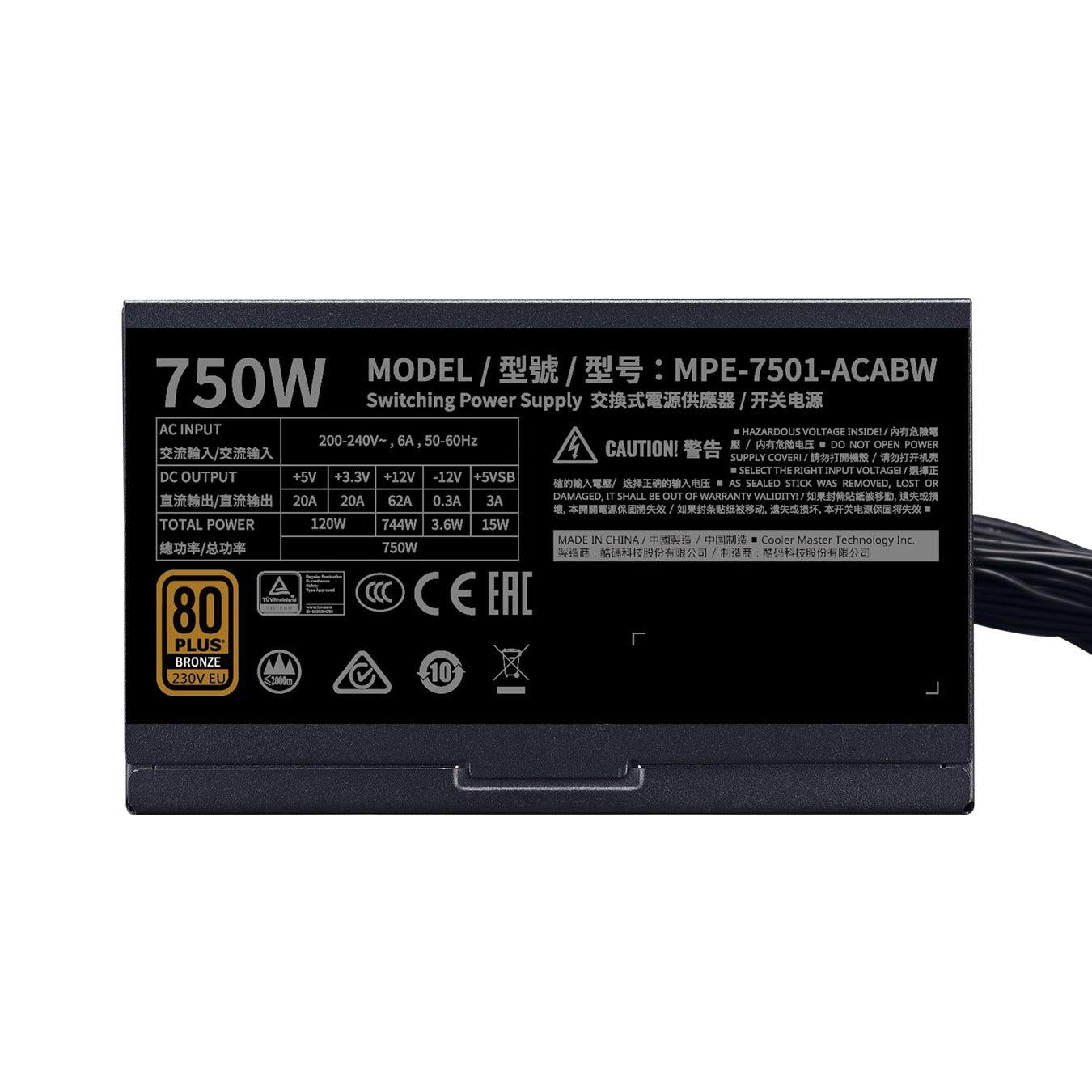 Cooler Master MWE 750 Bronze V2 230V Power Supply - DataBlitz