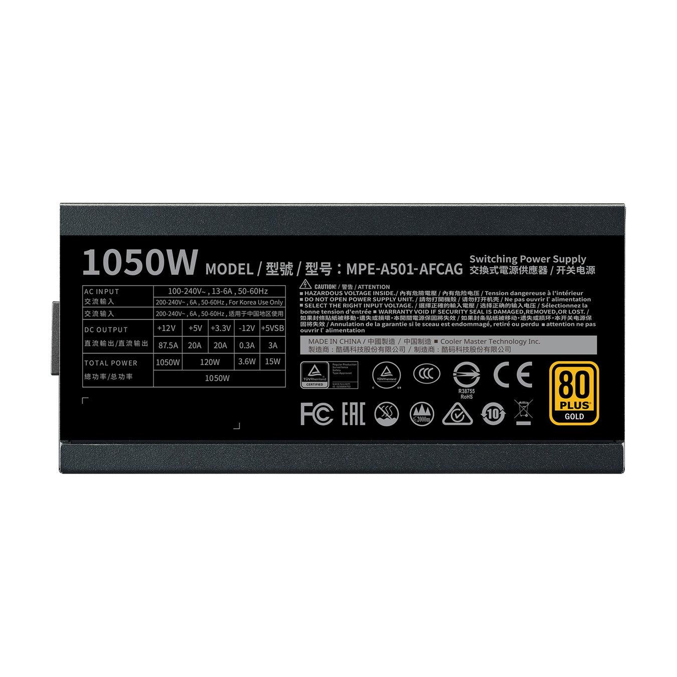 Cooler Master MWE Gold 1050 V2 Full Modular Power Supply - DataBlitz