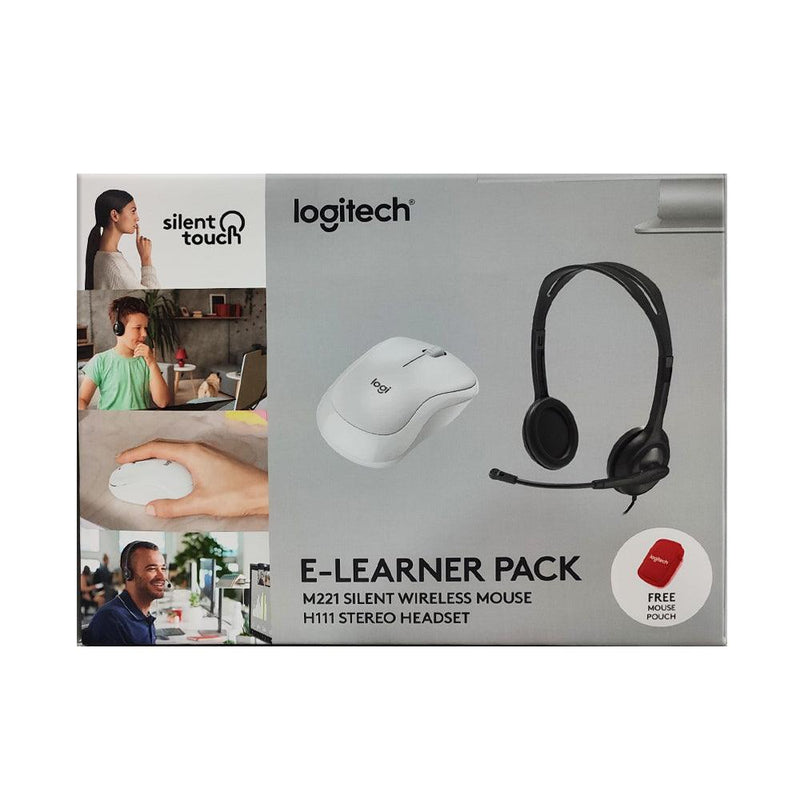 LOGITECH E-LEARNER PACK B M221 (OFF-WHITE) + H111+ LE MOUSE POUCH BUNDLE - DataBlitz