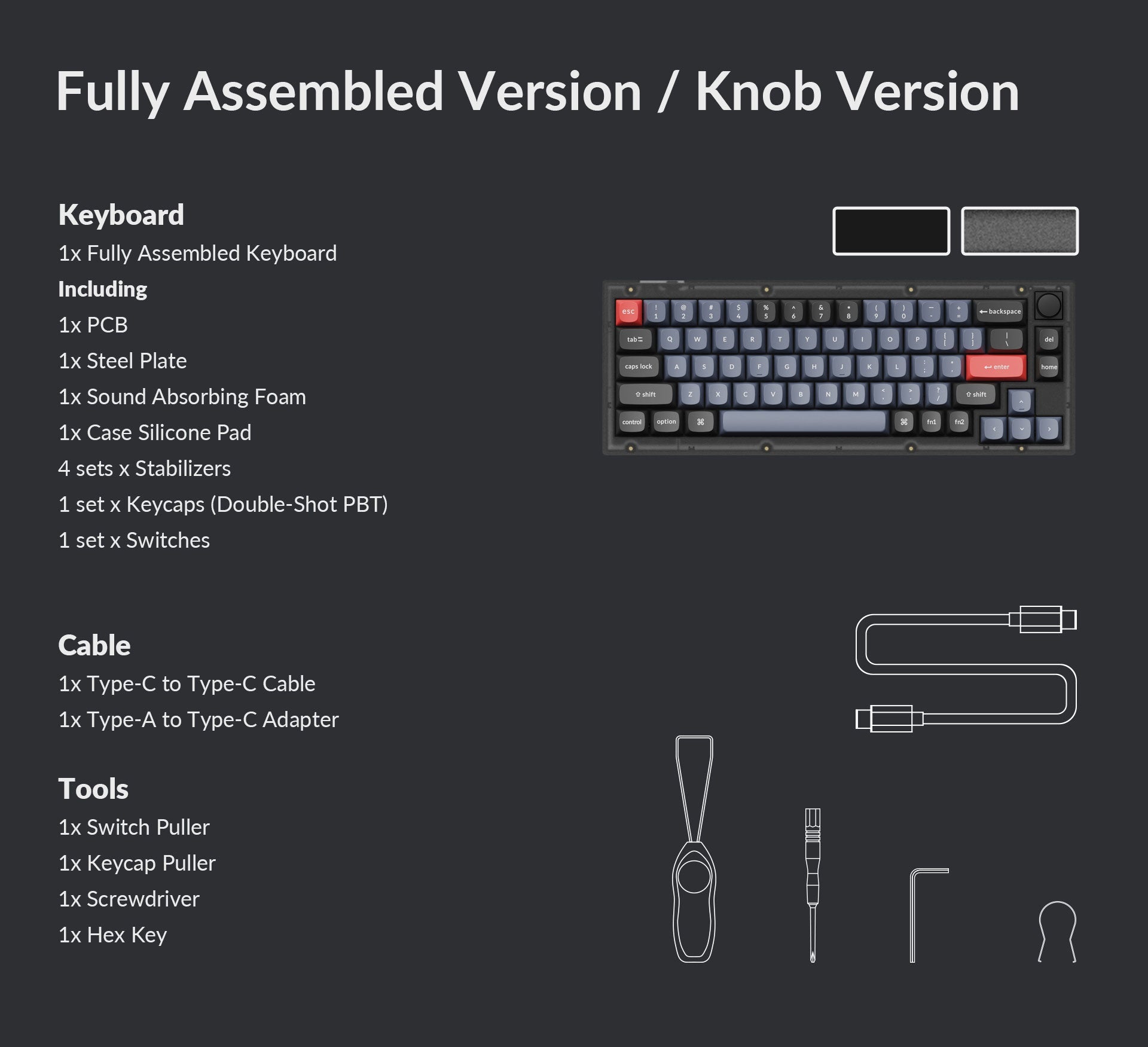 Keychron V2 QMK Custom Mechanical Knob Version Hot-Swappable RGB Backlight Keyboard - Frosted Black Transluscent (K Pro Brown Switch) (V2C3)