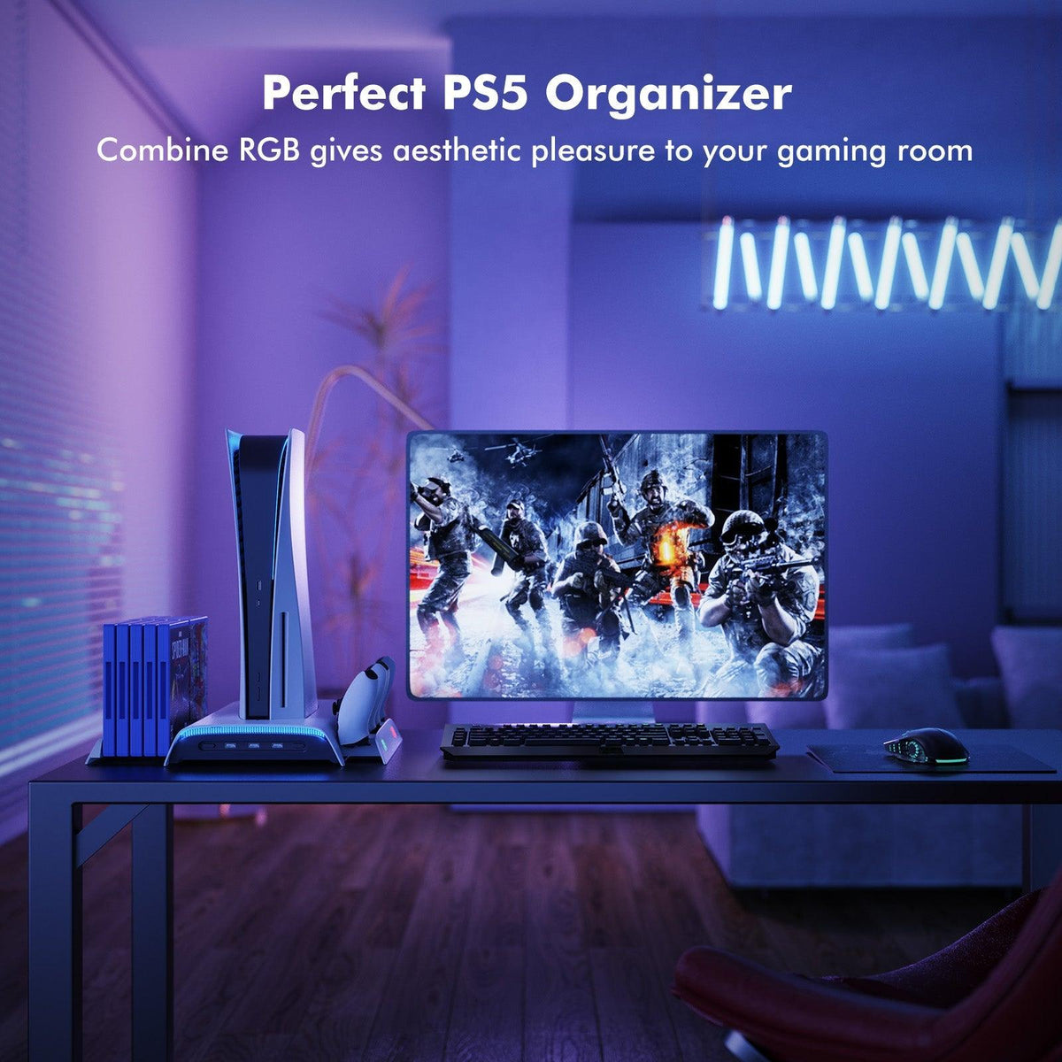 Kiwihome RGB Cooling Stand With Dual Controller Charger For PS5 (PB01/WHITE/HJT-422) - DataBlitz