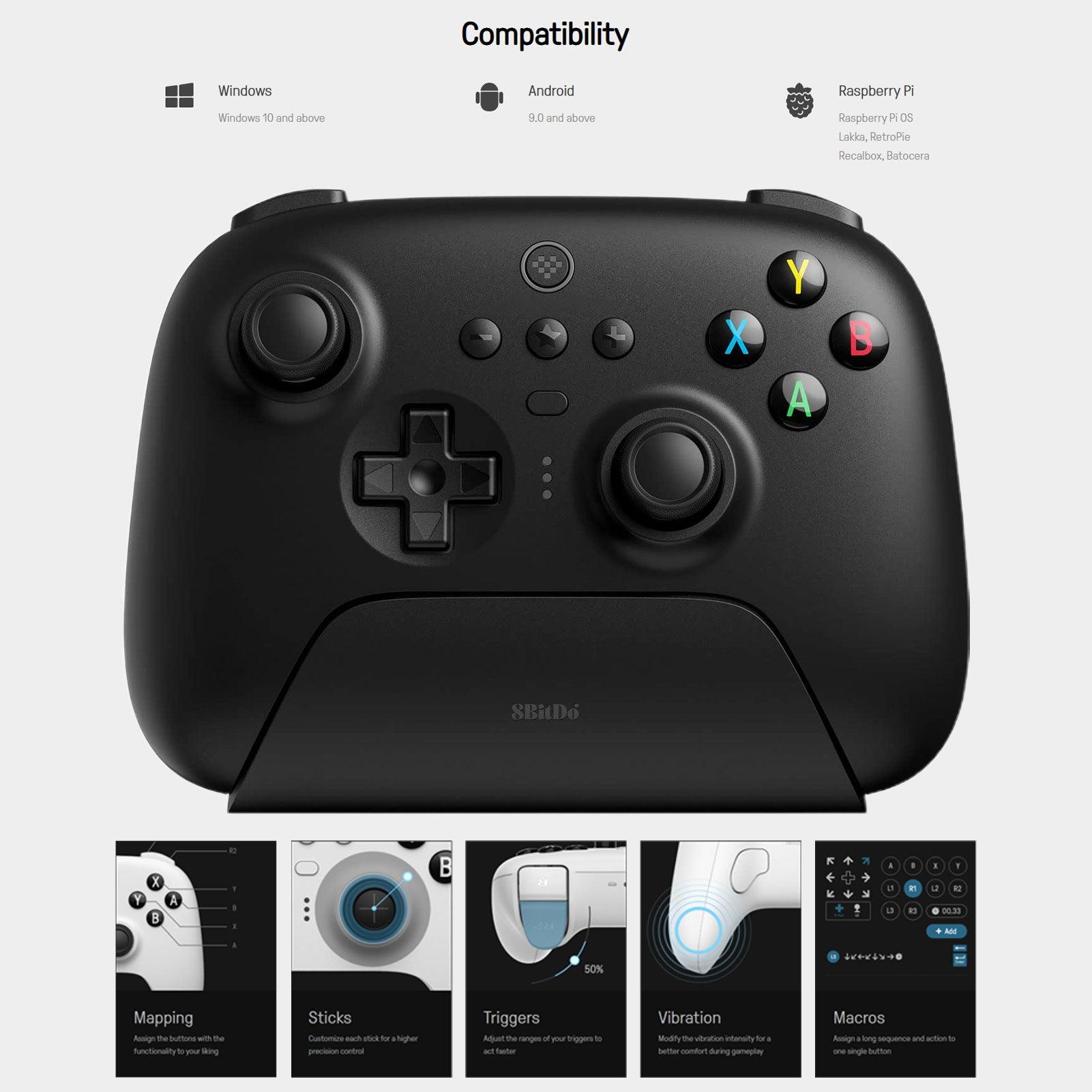 8BITDO Ultimate Wireless 2.4G Controller (Windows/Android/Raspberry Pi) (Black Edition) (81HA02) - DataBlitz