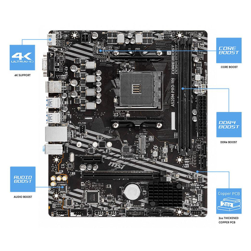 MSI A520M PRO-VH AMD Motherboard - DataBlitz