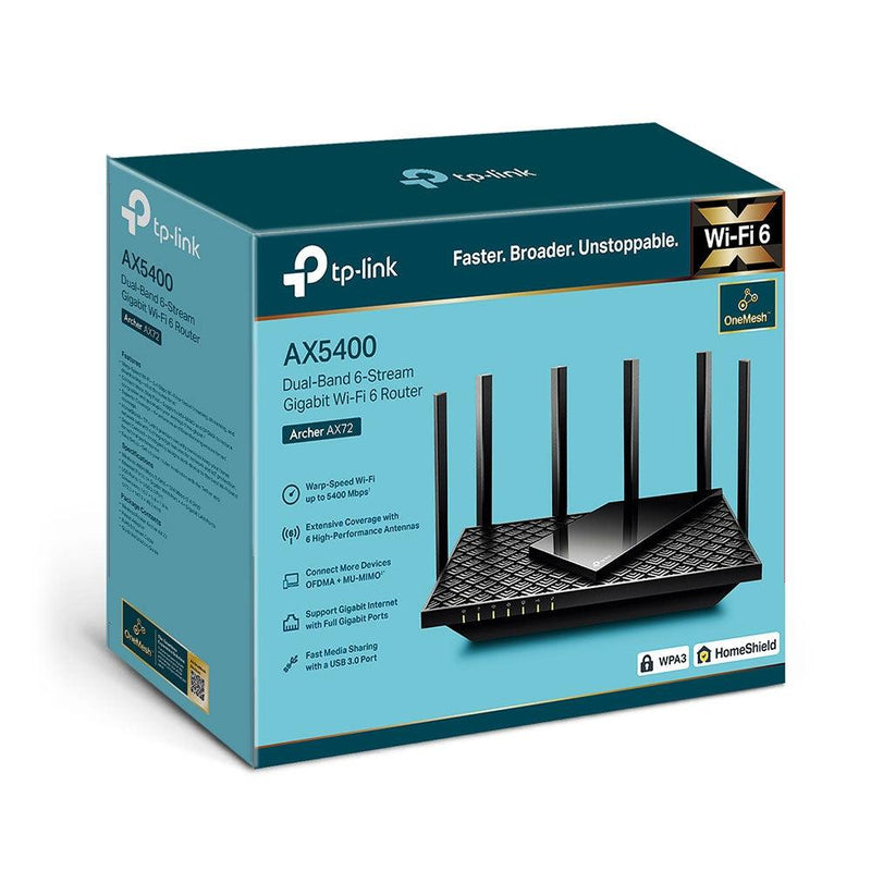 TP-Link AX5400 Dual-Band 6-Stream Gigabit Wi-Fi 6 Router (Archer AX72) - DataBlitz