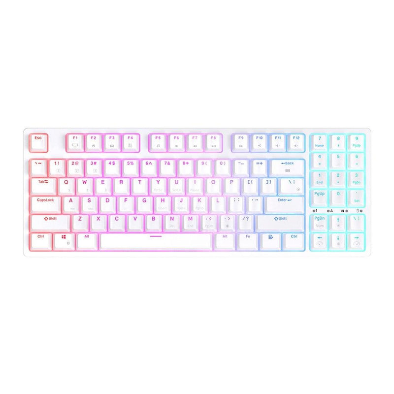 ROYAL KLUDGE RK92 Tri-Mode RGB 92 Keys Hot Swappable Mechanical Keyboard White (Blue Switch) - DataBlitz