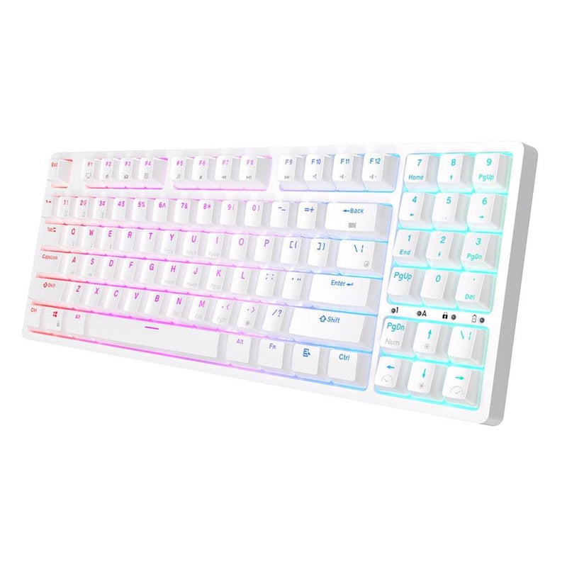 ROYAL KLUDGE RK92 Tri-Mode RGB 92 Keys Hot Swappable Mechanical Keyboard White (Blue Switch) - DataBlitz