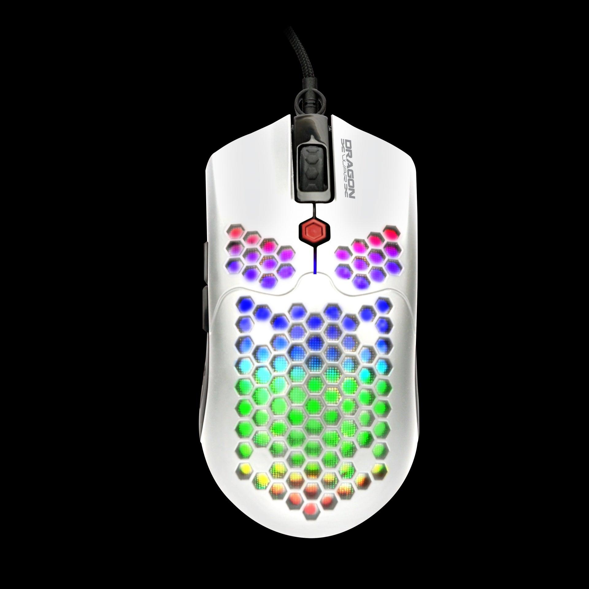 Dragonwar Ultra Light Honeycomb RGB Phoenix Pro Gaming Mouse White (ELE-G25-WH) - DataBlitz