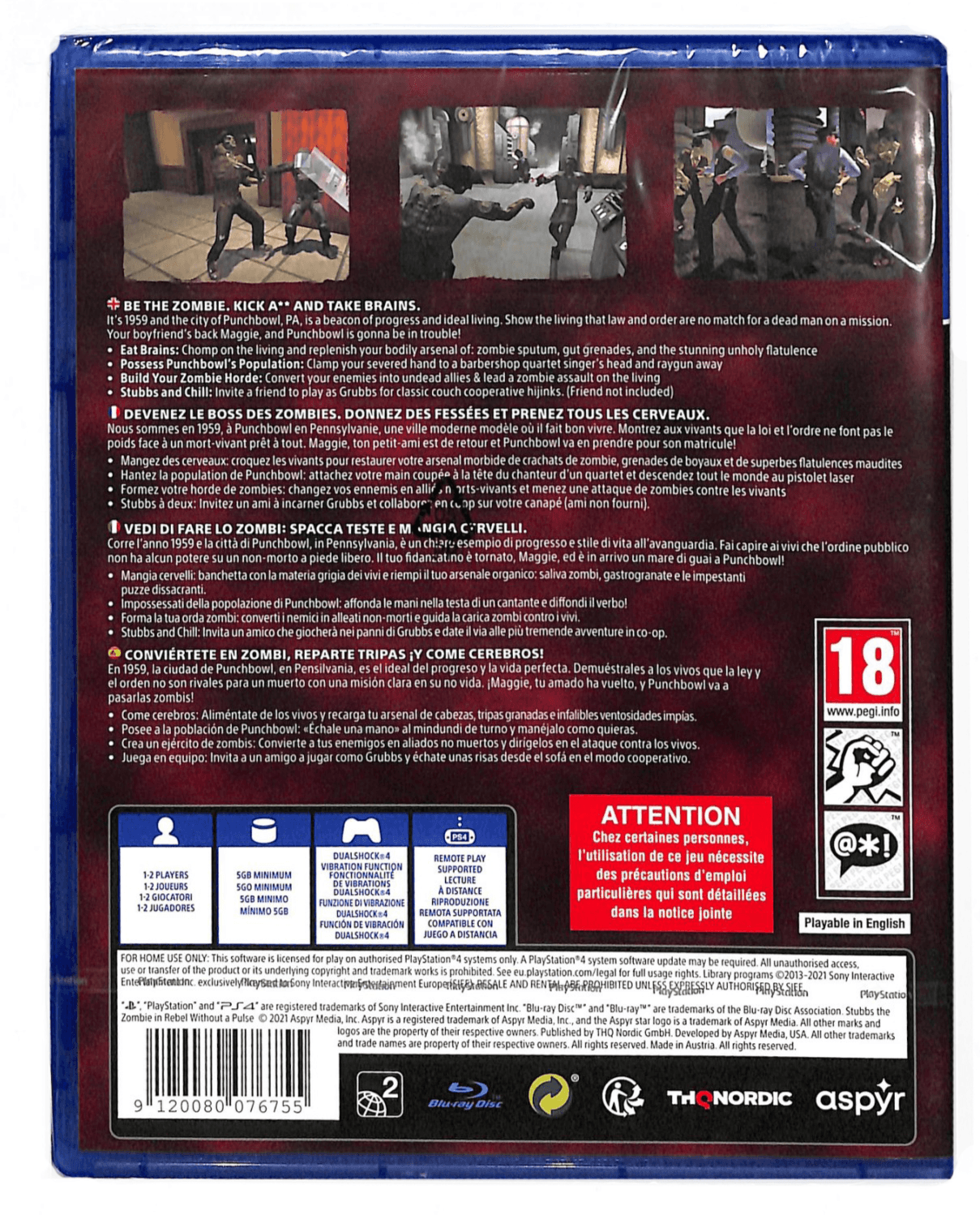 PS4 STUBBS THE ZOMBIE IN REBEL WITHOUT A PULSE REG.2 - DataBlitz
