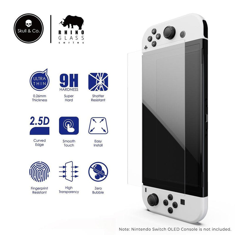 SKULL & CO. NSW TEMPERED GLASS SCREEN PROTECTOR 9H HARDNESS/2.5D EDGE (2 PACK) FOR N-SWITCH OLED MODEL (NSOLE2) - DataBlitz