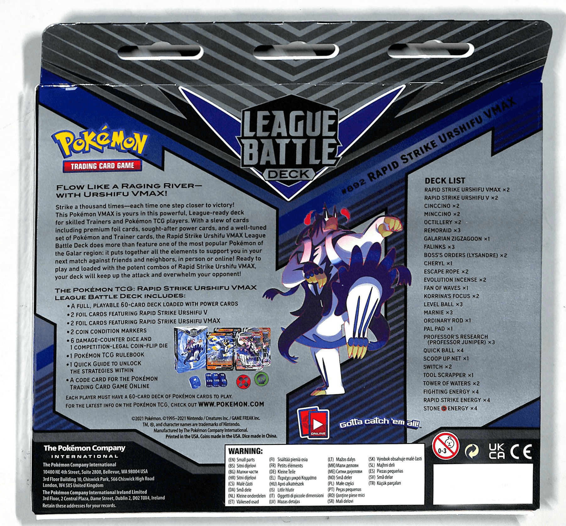 POKEMON TRADING CARD GAME LEAGUE BATTLE DECK RAPID STRIKE URSHIFU VMAX (290-80912) - DataBlitz