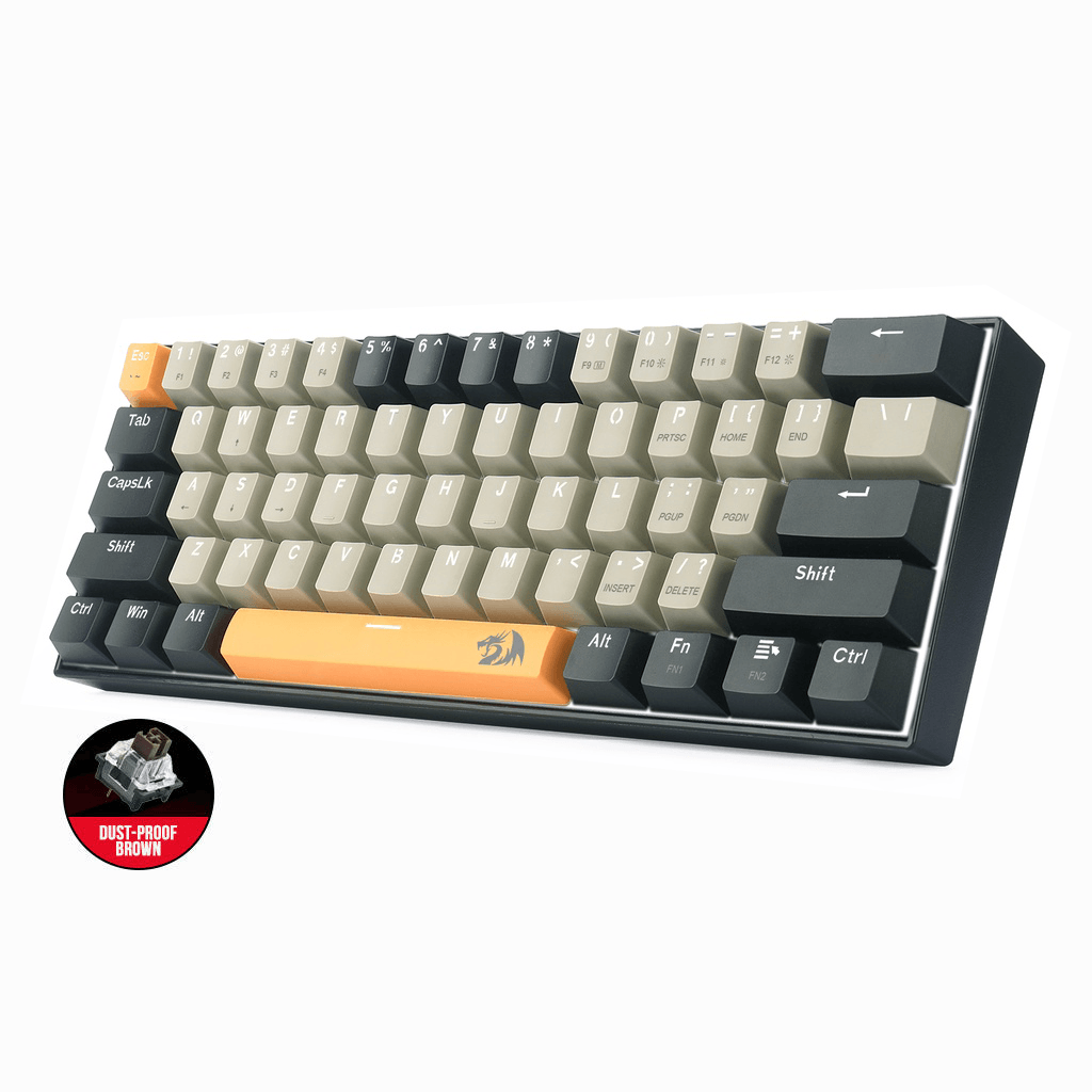 REDRAGON LAKSHMI K606 DETACHABLE WIRE MECHANICAL KEYBOARD (ORANGE GREY BLACK) DUST-PROOF BROWN SWITCH - DataBlitz