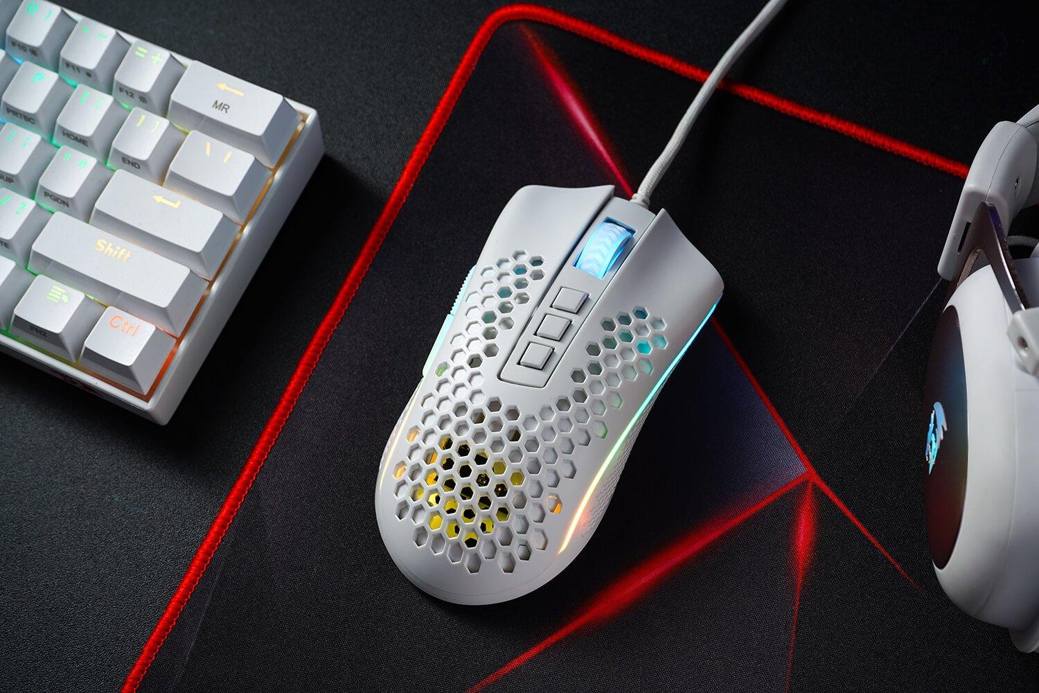 REDRAGON STORM HONEYCOMB RGB GAMING MOUSE FOR BATTLEGROUNDS (M808W-RGB) WHITE - DataBlitz