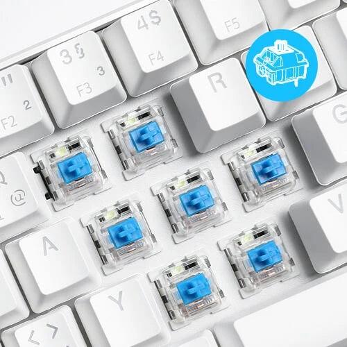 ROYAL KLUDGE RK61 TRI-MODE RGB 61 KEYS HOT SWAPPABLE MECHANICAL KEYBOARD WHITE (BLUE SWITCH) - DataBlitz