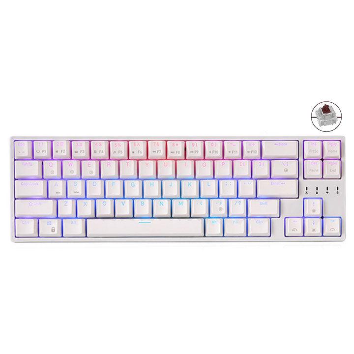 ROYAL KLUDGE RK68PLUS RK871 TRI-MODE RGB 68 KEYS HOT SWAPPABLE MECHANICAL KEYBOARD WHITE (BROWN SWITCH) - DataBlitz