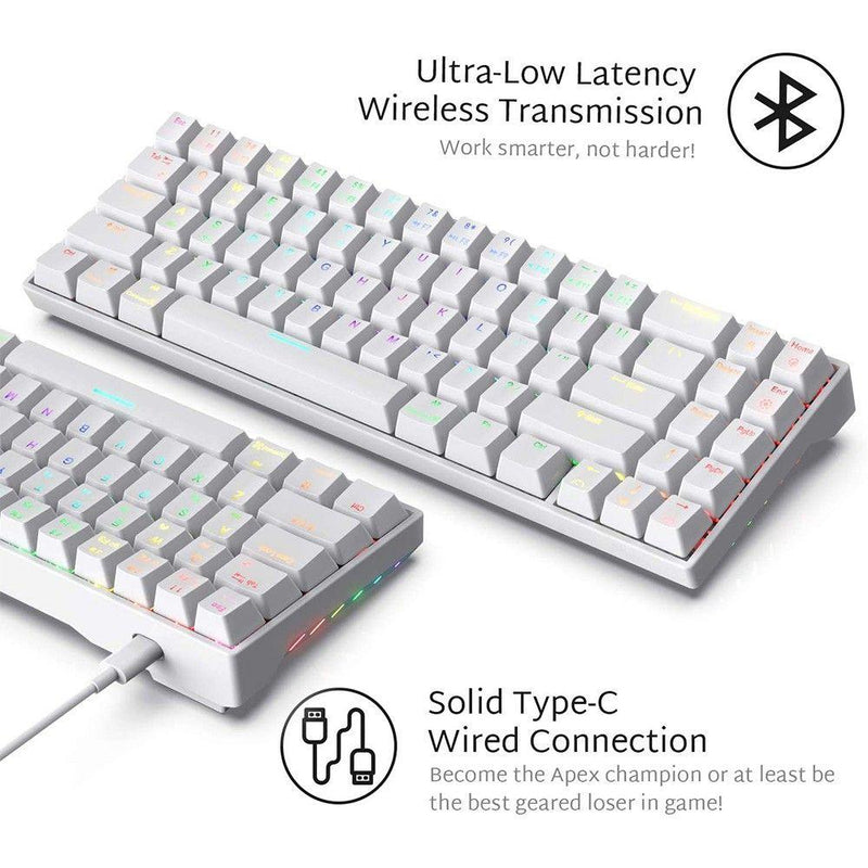 ROYAL KLUDGE RK71 TRI-MODE RGB 71 KEYS HOT SWAPPABLE MECHANICAL KEYBOARD WHITE (BROWN SWITCH) - DataBlitz