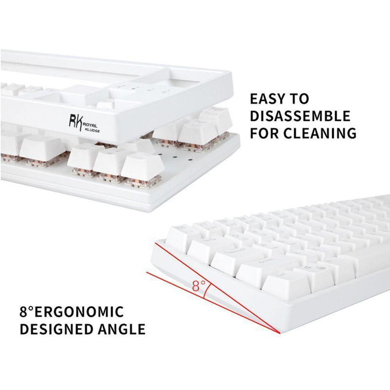 ROYAL KLUDGE RK68PLUS RK871 TRI-MODE RGB 68 KEYS HOT SWAPPABLE MECHANICAL KEYBOARD WHITE (RED SWITCH) - DataBlitz