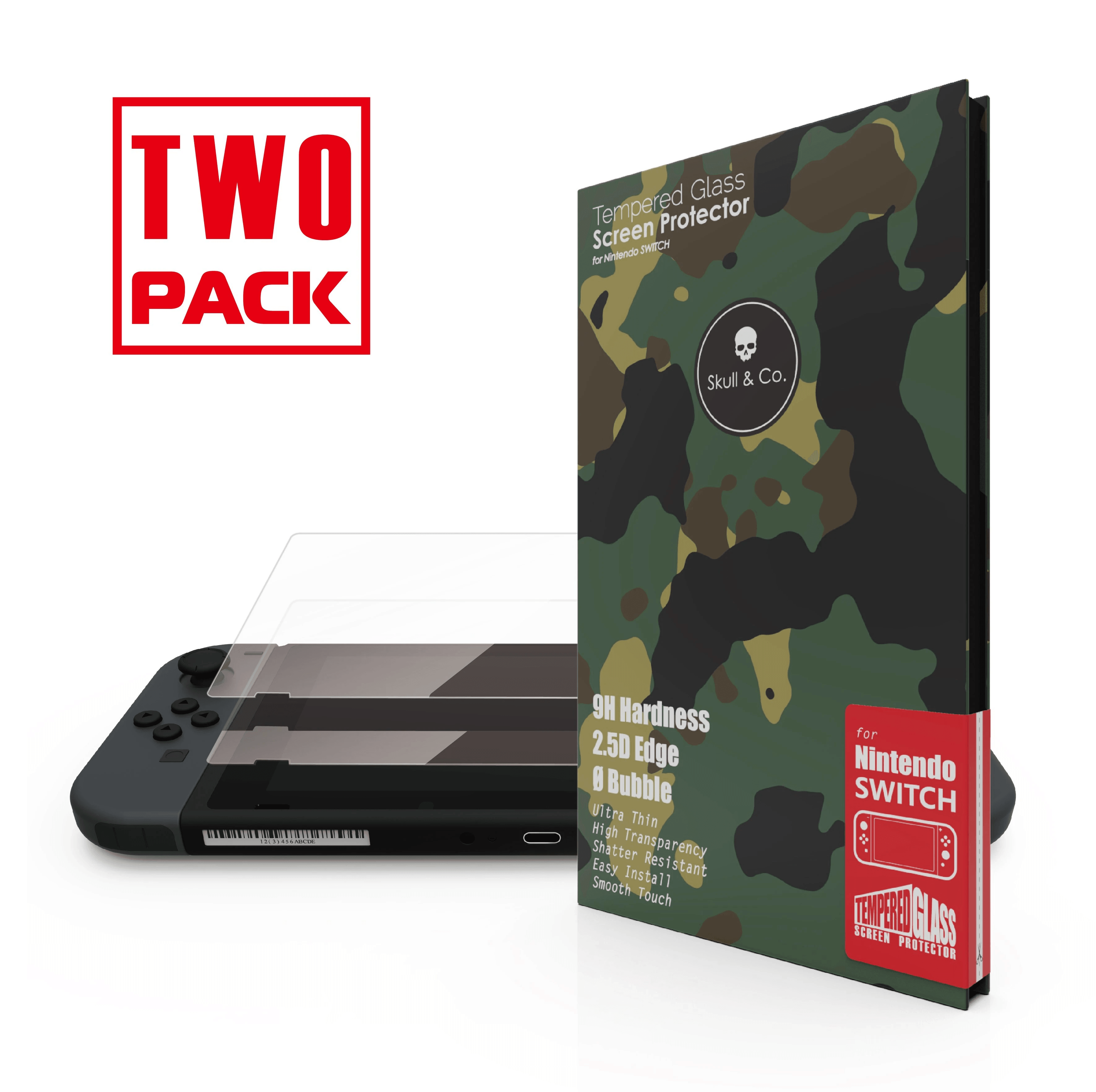 SKULL & CO. NSW TEMPERED GLASS SCREEN PROTECTOR 9H HARDNESS/2.5D EDGE (2 PACK) FOR N-SWITCH (NSGLA2) - DataBlitz