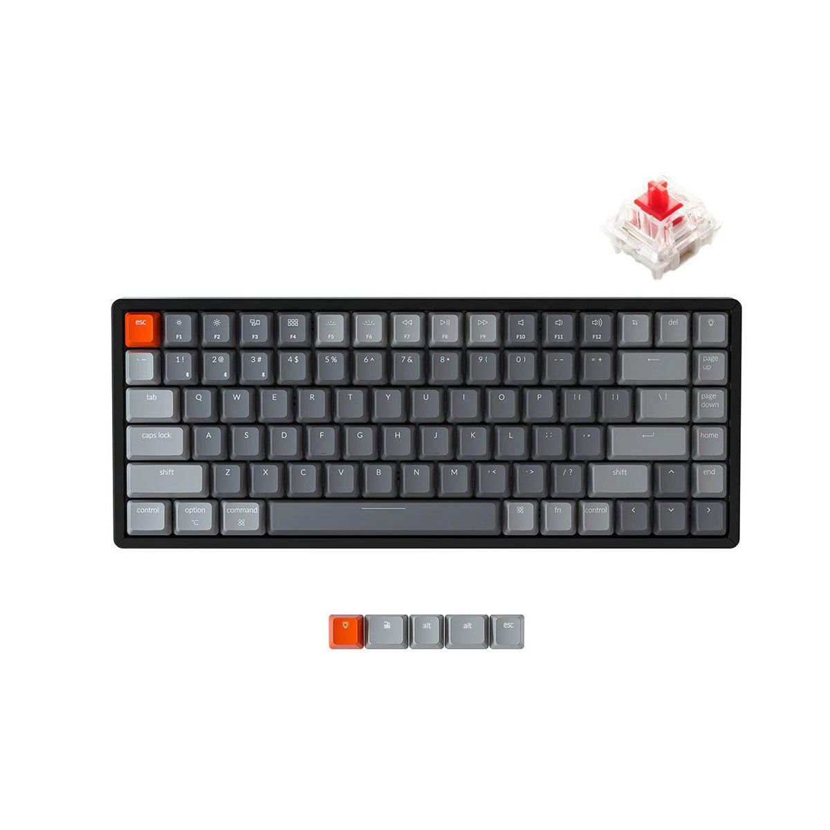 Keychron K2 V2 84-Key RGB Backlight Aluminum Wireless Mechanical Keyboard (Gateron Red Switch) (K2C1)