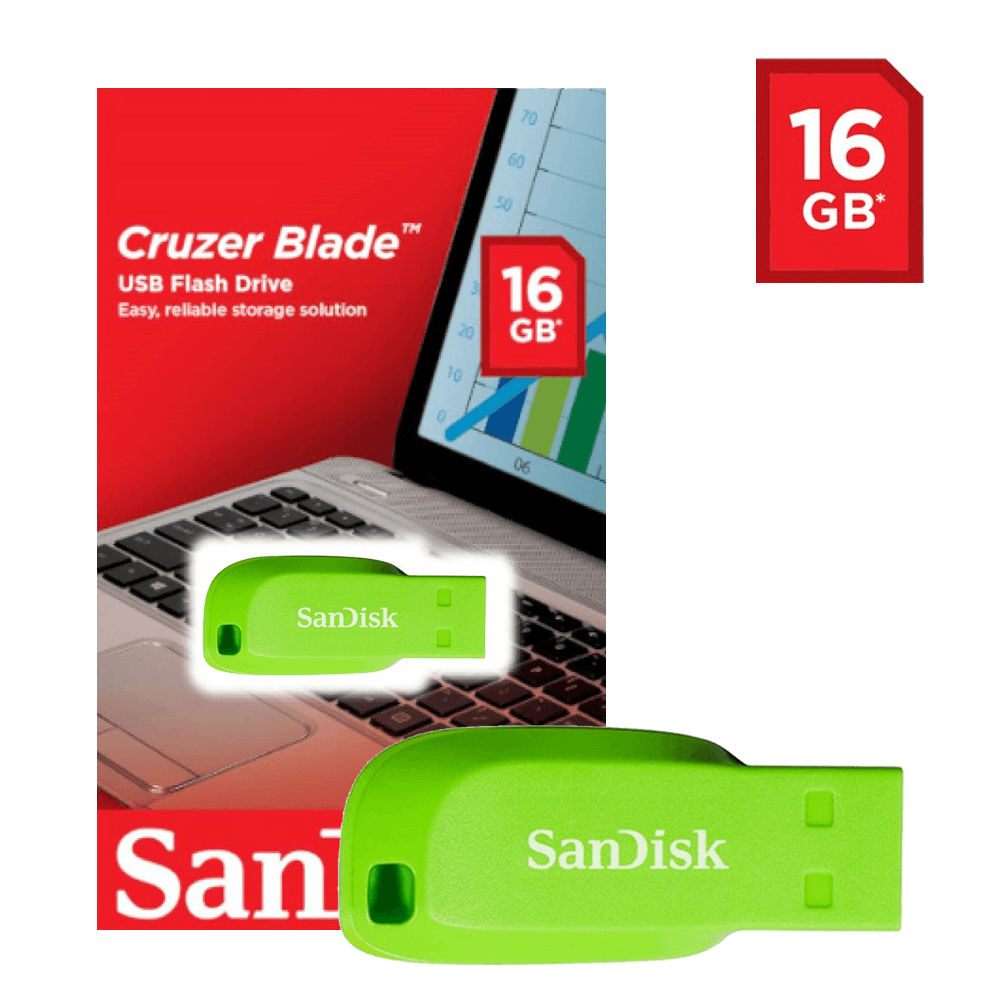SANDISK CRUZER BLADE USB FLASH DRIVE 16GB (GREEN) - DataBlitz
