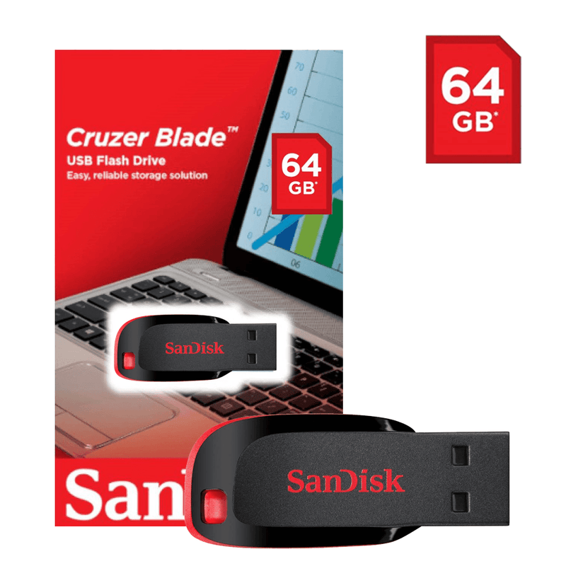 SANDISK CRUZER BLADE USB FLASH DRIVE 64GB(BLK) - DataBlitz