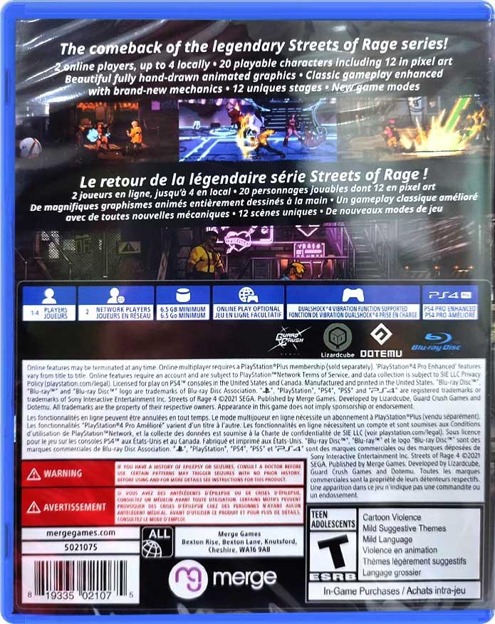 PS4 STREETS OF RAGE 4 ANNIVERSARY EDITION ALL (US) (ENG/FR) - DataBlitz