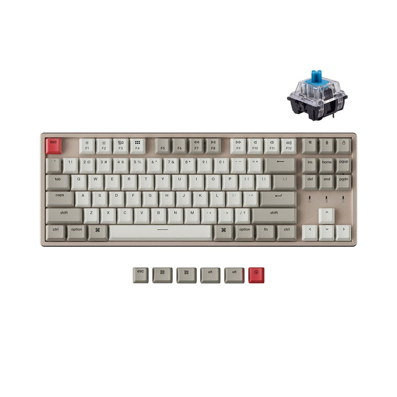 Keychron K8 Non-Backlight Aluminum Wireless Mechanical Keyboard (Gateron Blue Switch) (K8L2)