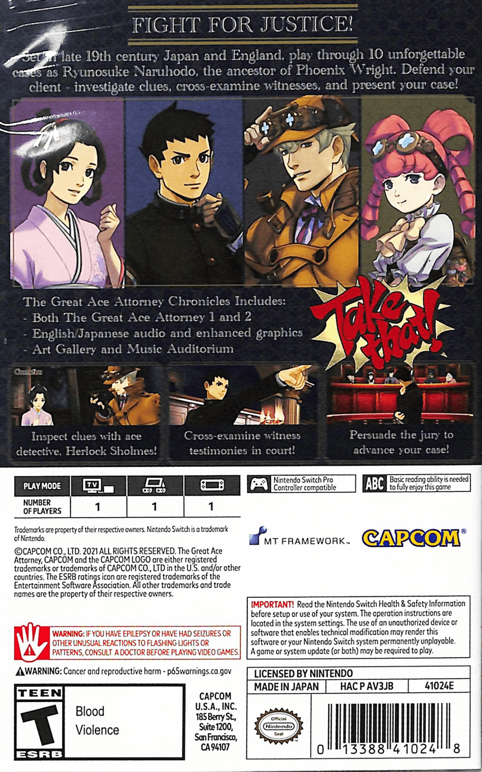 NINTENDO SWITCH THE GREAT ACE ATTORNEY CHRONICLES