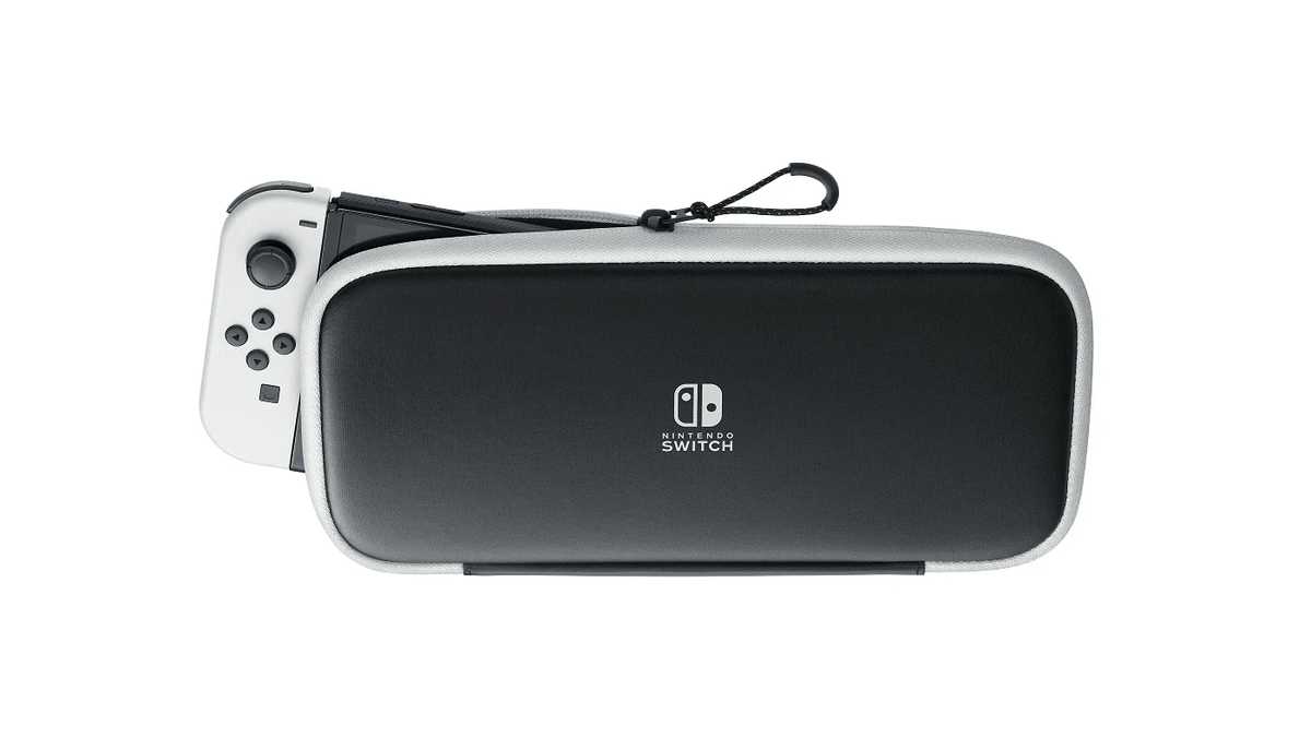 NINTENDO SWITCH OLED CARRYING CASE & SCREEN PROTECTOR (BLACK/WHITE) (MDE) - DataBlitz