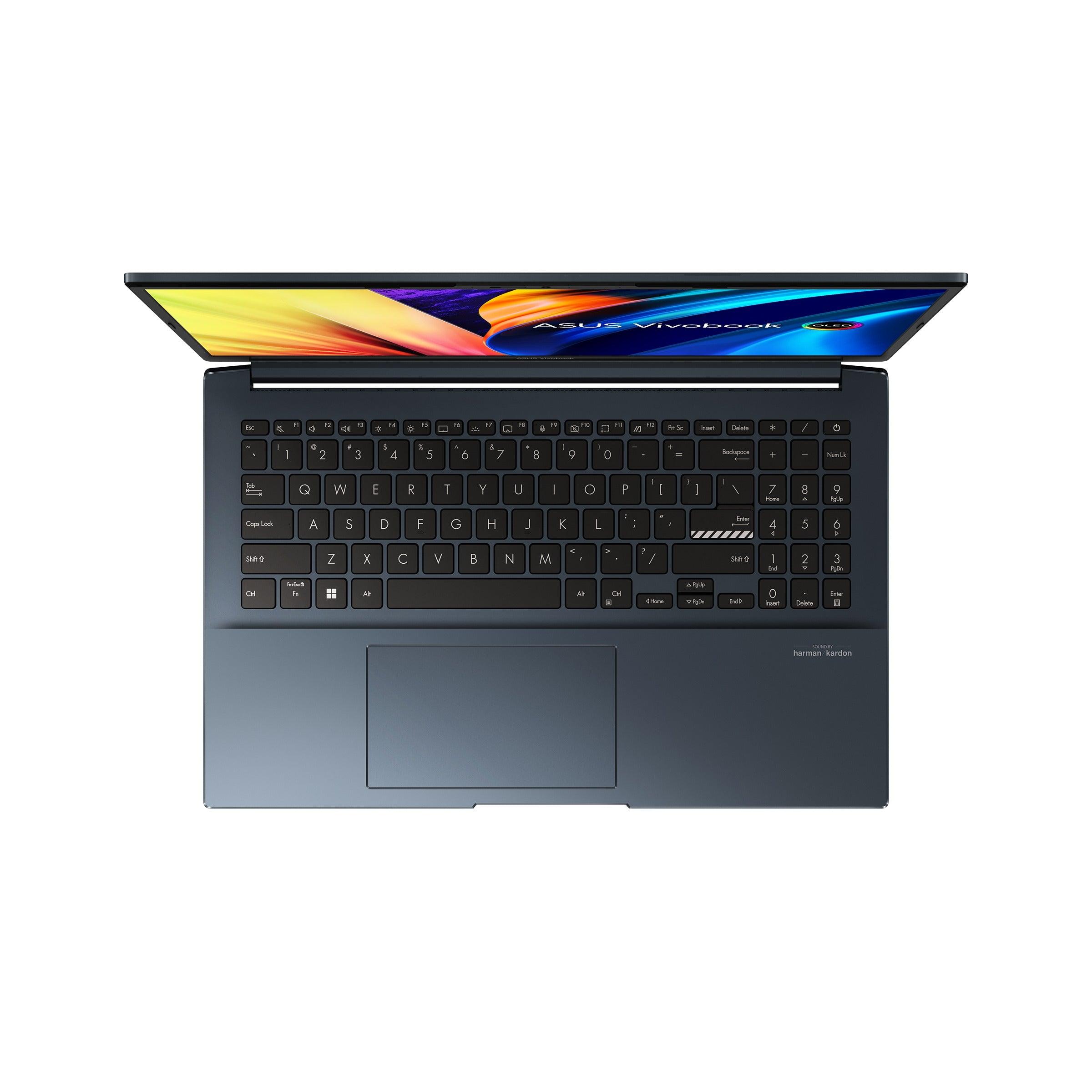 Asus Vivobook Pro 15 Oled K6500ZE-MA111WS Laptop (Quiet Blue) | 15.6”  2.8K | i7-12650H | 16 GB RAM | 512 GB SSD | NVIDIA® GeForce® RTX™ 3050 Ti | Windows 11 Home | MS Office Home & Student 2021 | Asus BP1504 Casual Backpack - DataBlitz