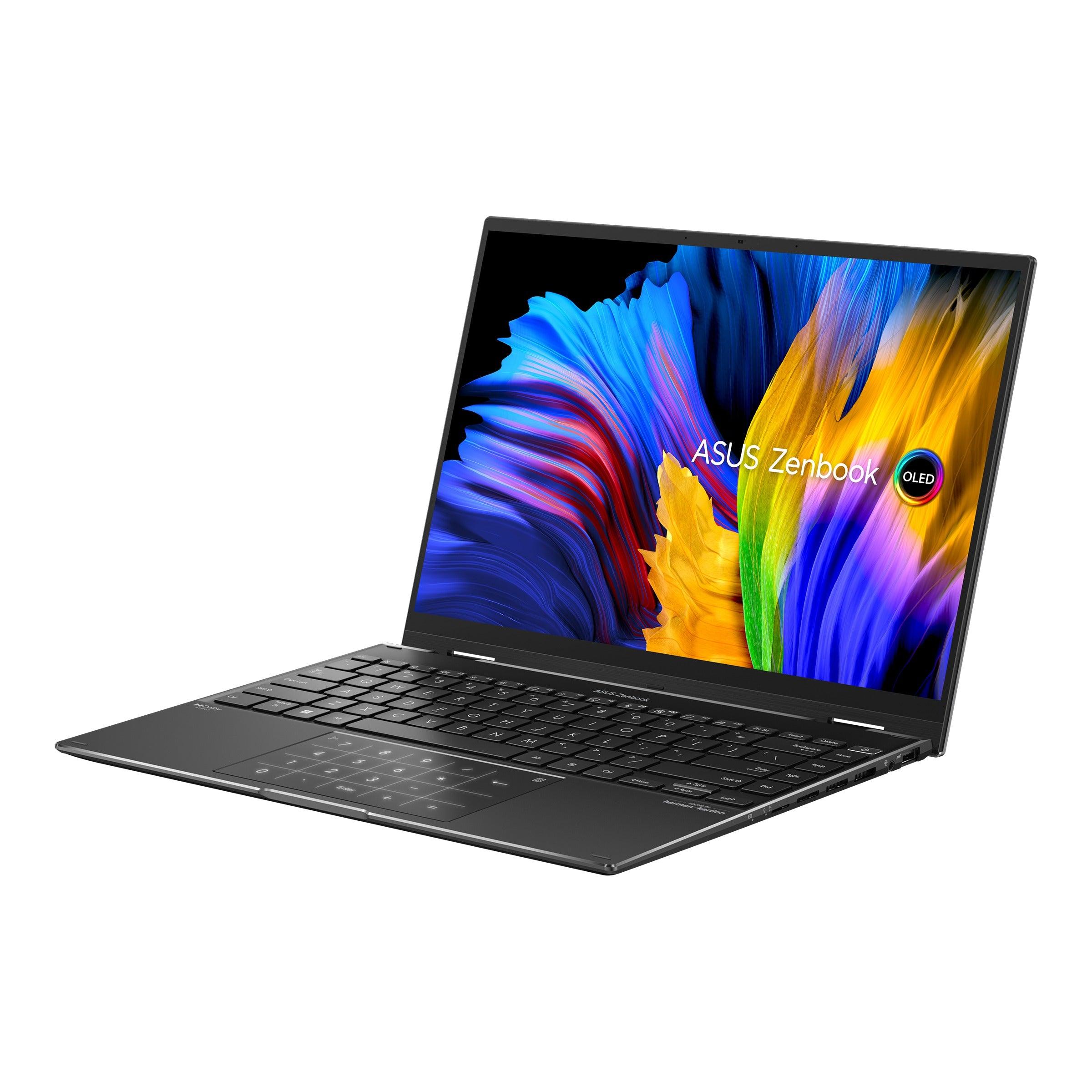 Asus Zenbook 14 Flip OLED UN5401RA-KU095WS Laptop (Jade Black) | 14" 4K (3840 x 2400) OLED | Ryzen™ 9 6900HX | 16GB LPDDR5 RAM | 512GB SSD | AMD Radeon™ Graphics | Windows 11 Home | MS Office Home & Student 2021 | Asus Sleeve - DataBlitz