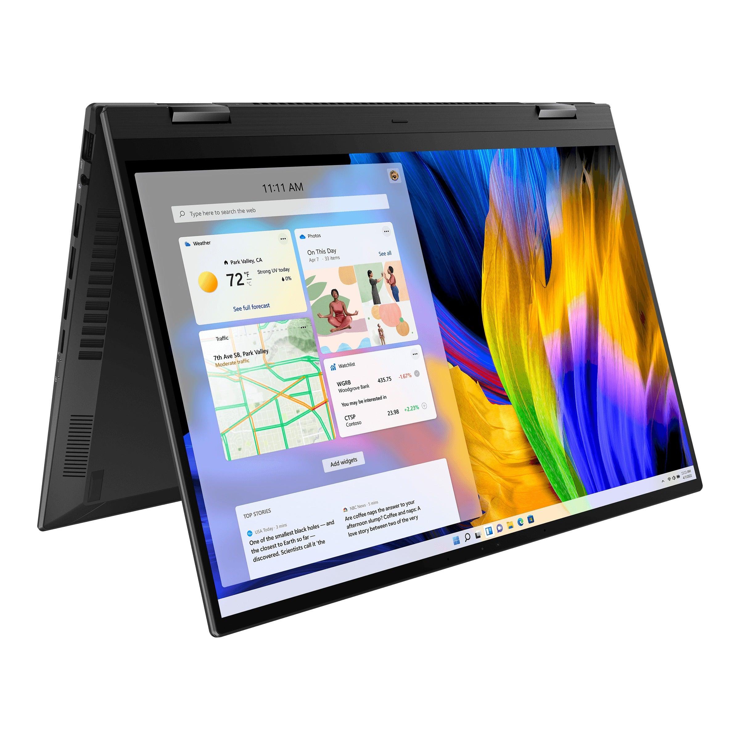 Asus Zenbook 14 Flip OLED UN5401RA-KU095WS Laptop (Jade Black) | 14" 4K (3840 x 2400) OLED | Ryzen™ 9 6900HX | 16GB LPDDR5 RAM | 512GB SSD | AMD Radeon™ Graphics | Windows 11 Home | MS Office Home & Student 2021 | Asus Sleeve - DataBlitz