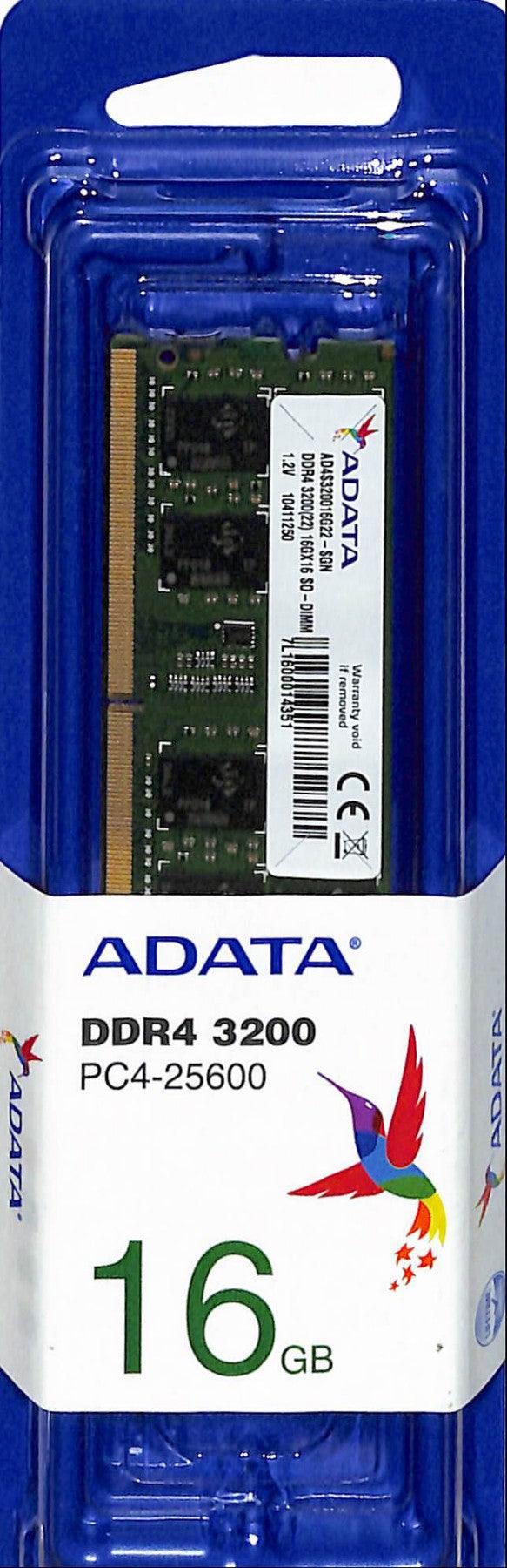 ADATA 16GB DDR4 3200MHZ PC4-25600 SO-DIMM MEMORY AD4S320016G22-SGN - DataBlitz