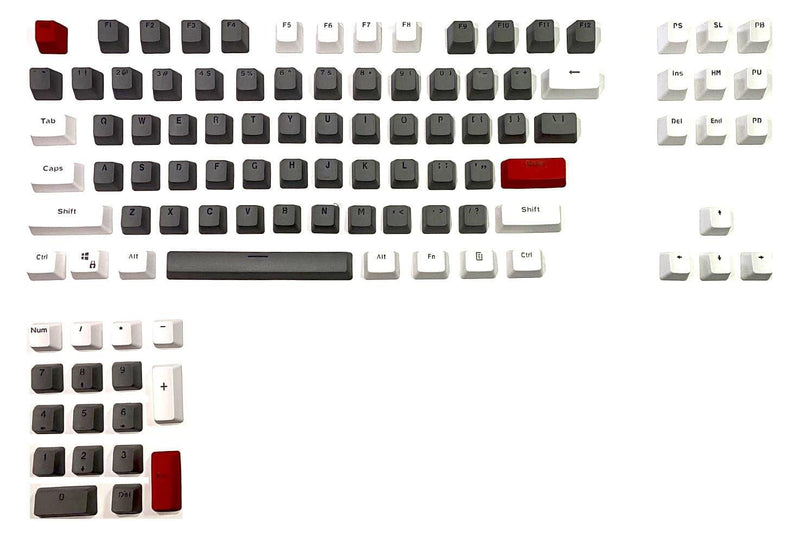 104 Doubleshot OEM PBT Keycaps (Greyish White | Red) - DataBlitz