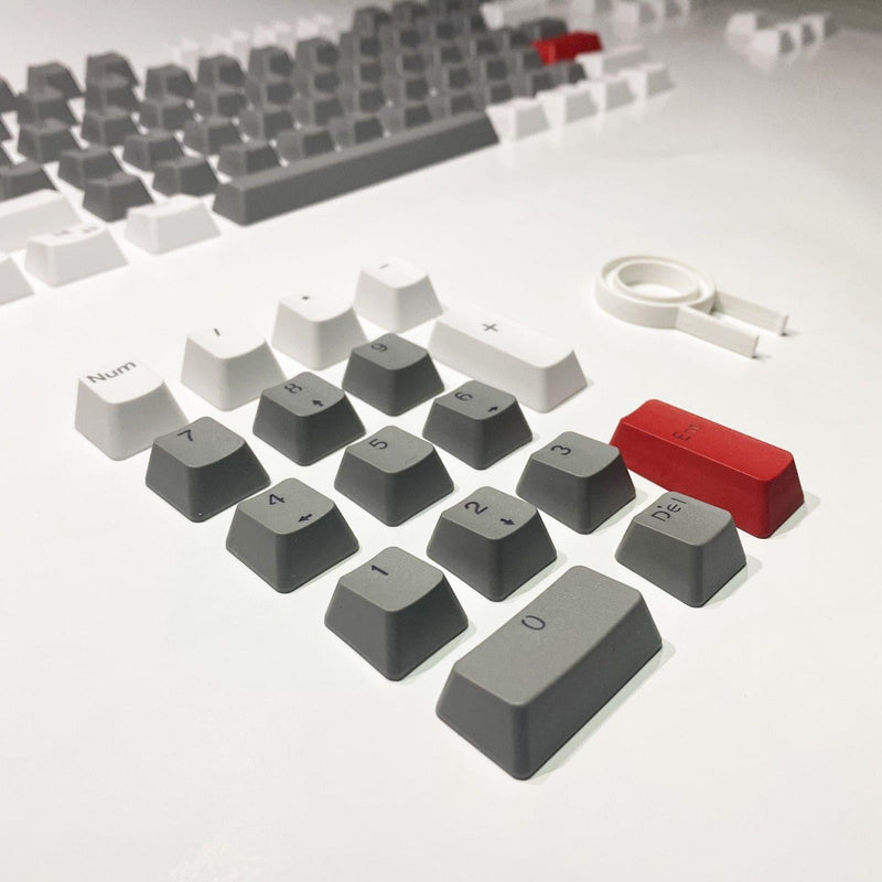 104 Doubleshot OEM PBT Keycaps (Greyish White | Red) - DataBlitz