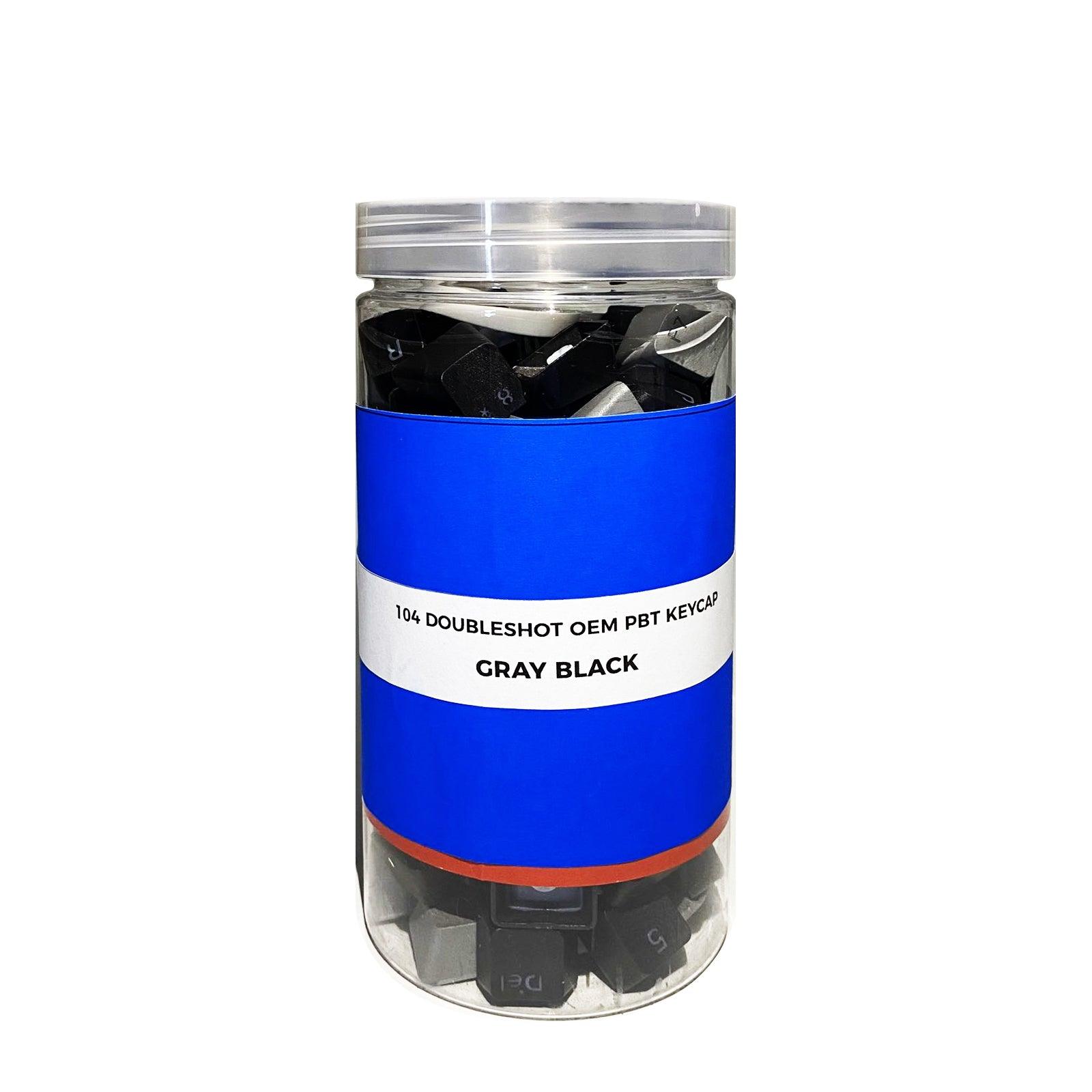 104 Doubleshot OEM PBT Keycaps (Gray Black) - DataBlitz