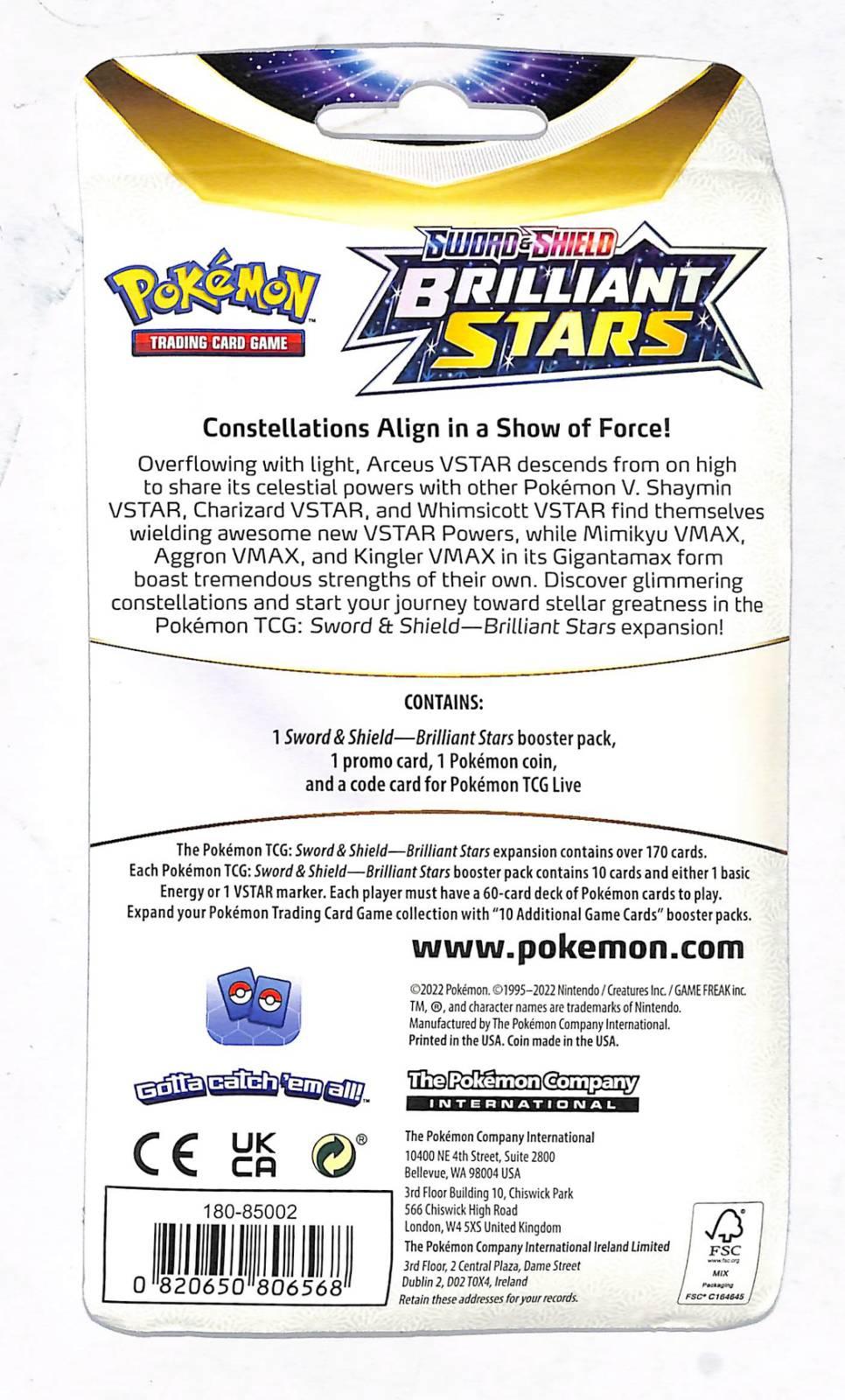 POKEMON TRADING CARD GAME SS9 SWORD & SHIELD BRILLIANT STARS CHECKLANE BLISTER (180-85002) - DataBlitz