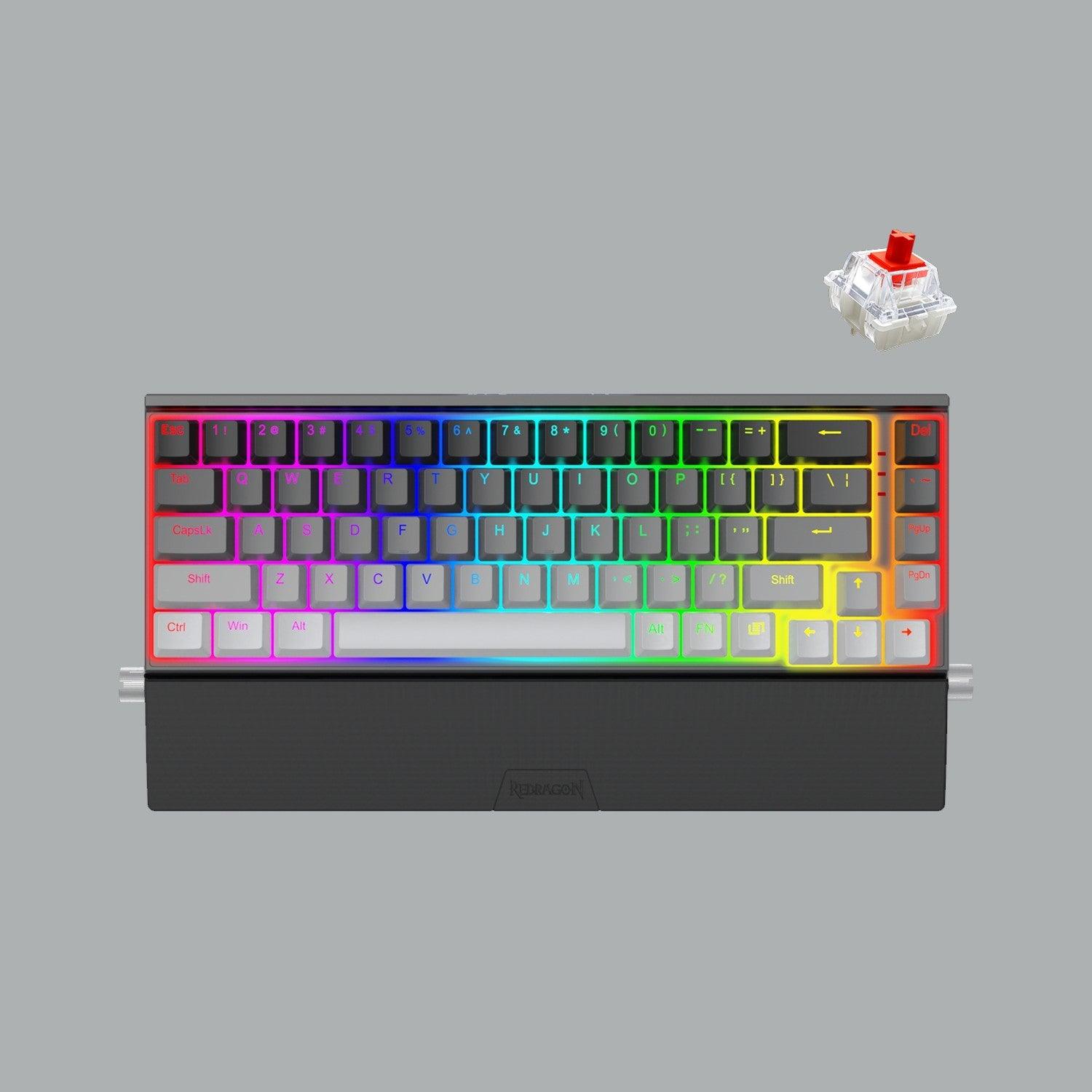 Redragon Shaco 60% Aluminum RGB Mechanical Keyboard With Tablet/Cellphone Stand & Palm Rest (Dust-Proof Outemu Red Switch) (Grey White) (K641G-GW-RGB) - DataBlitz